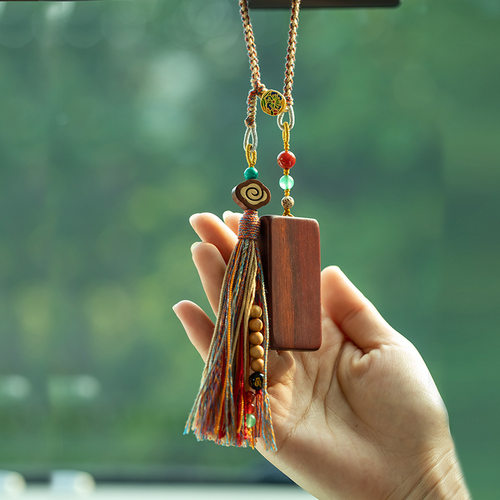 平安车载饰品定制檀木后视镜挂件