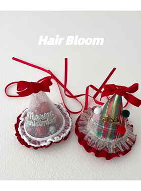 女童圣诞拍照尖顶蝴蝶结小礼帽