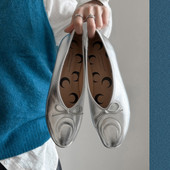 1.4cm法式 舒适百搭 平底真皮浅口单鞋 蝴蝶结月亮芭蕾舞鞋 2026新款