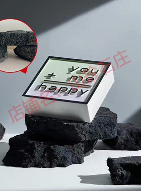 黑色火山石淘宝产品拍摄石头道具摄影拍照天然石装饰摆件岩石定制