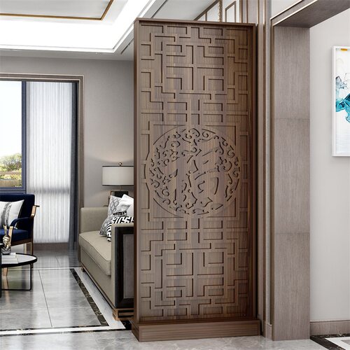 新中式实木屏风隔断玄关柜福字