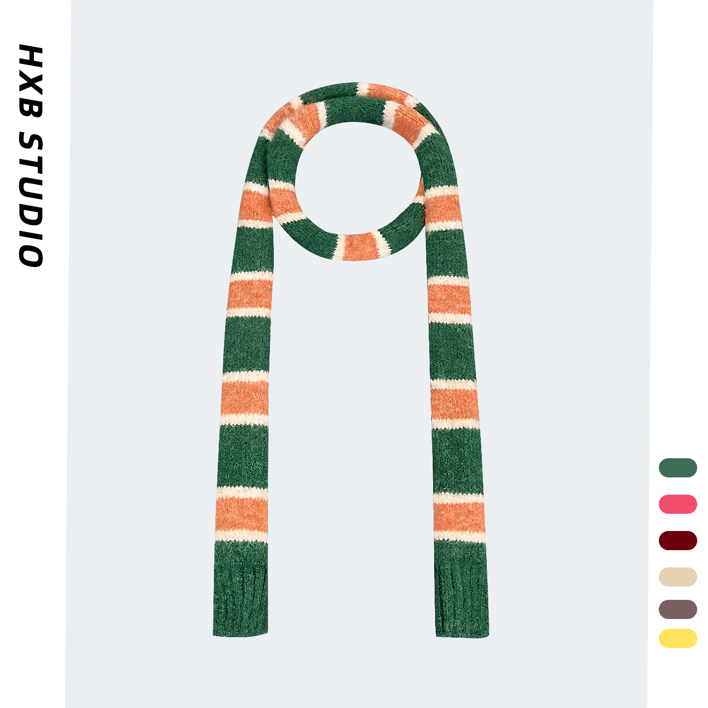 时尚小众设计师款撞色细长条围巾