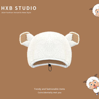 毛绒帽子女秋冬套头帽羊羔绒保暖