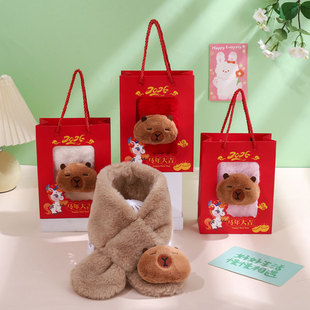 冬季儿童围脖可爱毛绒围巾百搭新款男女小孩加绒加厚保暖宝宝卡通