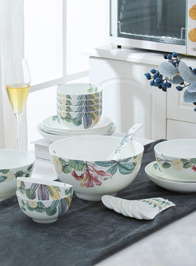 敏杨碗碟套装家用面碗新款骨瓷知春餐具乔迁新居盘子菜盘饭碗组合