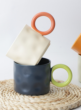 敏杨 奇欧多彩马克杯ins风创意潮流个性情侣家用咖啡陶瓷水杯