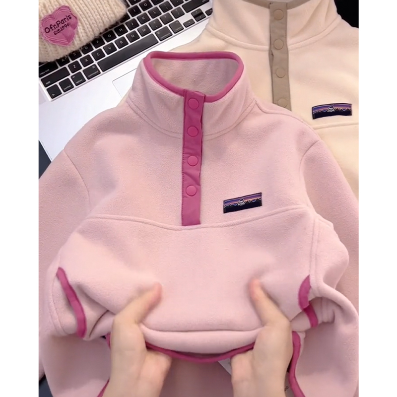 女童双面绒卫衣2025秋冬款儿童奥利绒加厚打底衫绒衫内搭校服神器