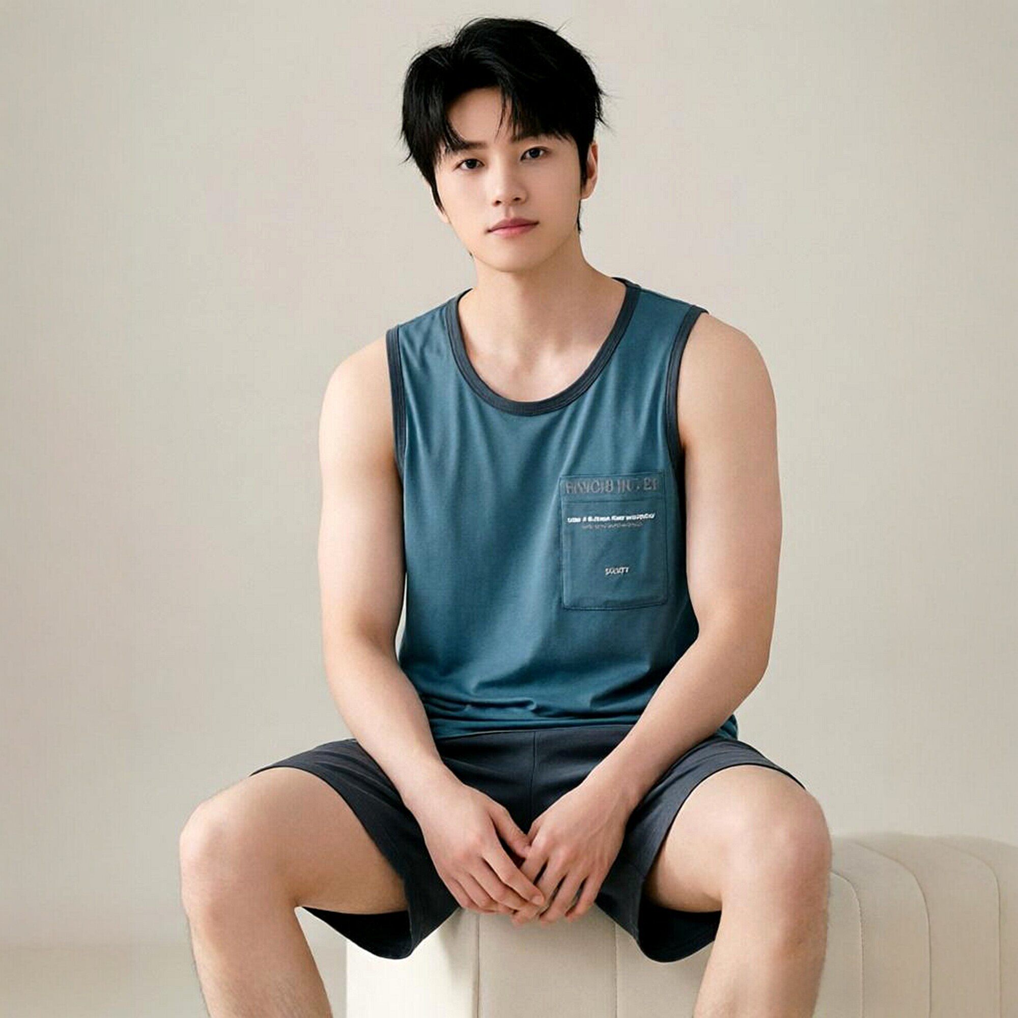 绮瑞睡衣男士夏季莫代尔背心无袖家居服男款冰丝薄款夏天大码套装