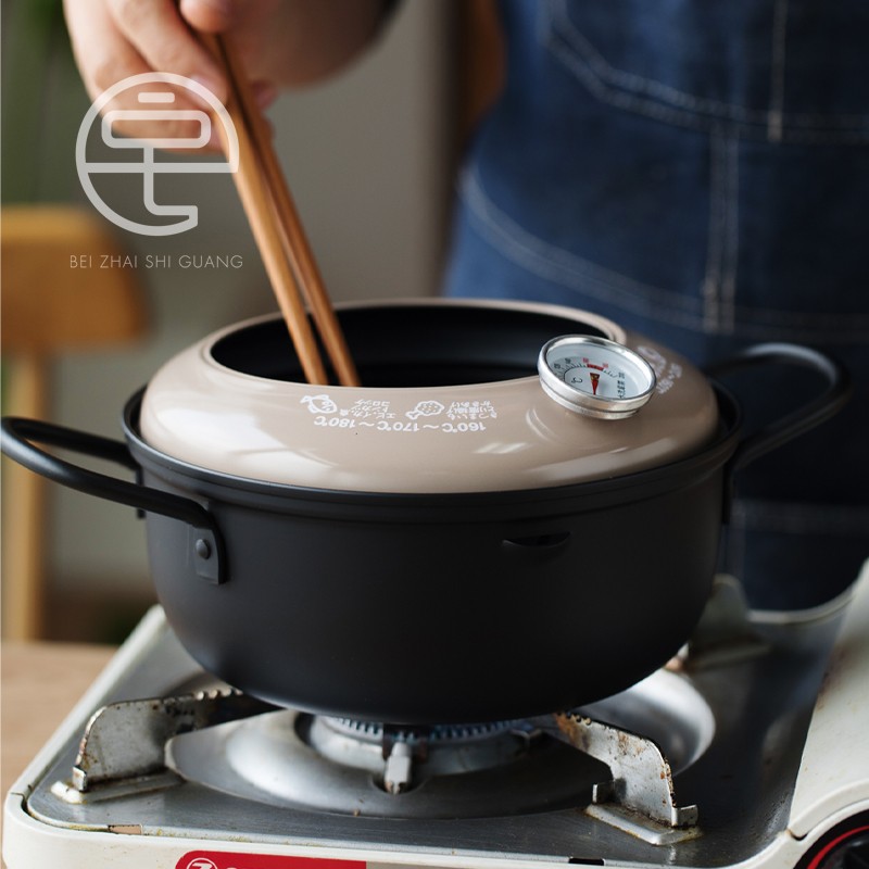 日本原装进口吉川油炸锅18cm温控天妇罗锅厨房家用燃气电磁炉通用