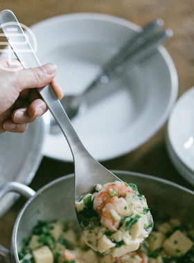 经典设计。日本制进口柳宗理不锈钢18-8分餐勺分餐叉公勺家用餐具