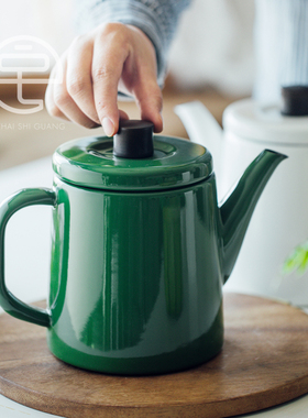 日本进口野田珐琅烧水壶咖啡壶手冲壶1.5L家用明火电磁炉白色茶壶