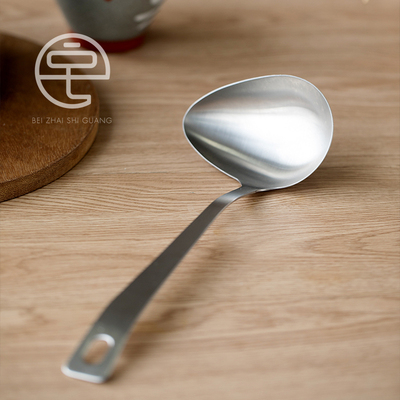日本原装进口下村工业pro系列不锈钢18-8横手汤勺斜嘴歪嘴酱汁勺