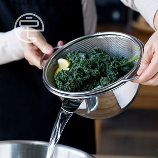 日本进口家事问屋不锈钢18 8沥水篮料理盆带壶嘴备菜盆厨房洗菜盆