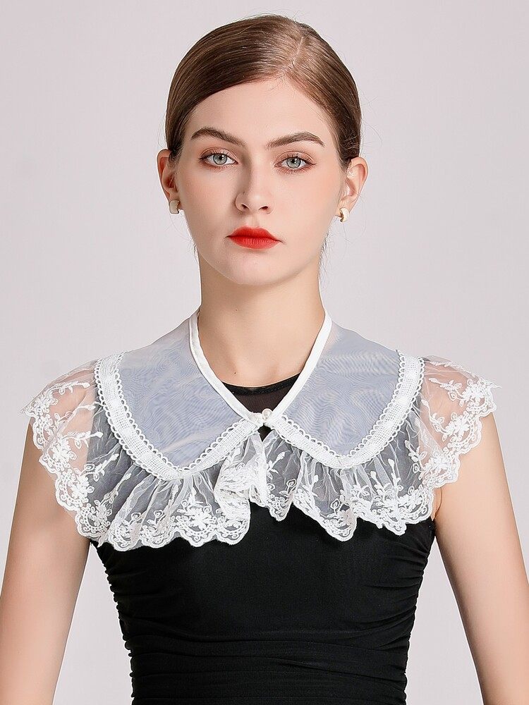 FALSE COLLAR LADIES CHIFFON STITCHED LACE SMALL SHAWL AGE REDUCTION MULTI-FUNCTIONAL DECORATION FALSE COLLAR VERSATILE FAKE COLLAR SHOULDER