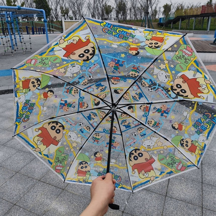 蜡笔小新雨伞透明的联名全自动款大号晴雨两用卡通折叠加厚可爱