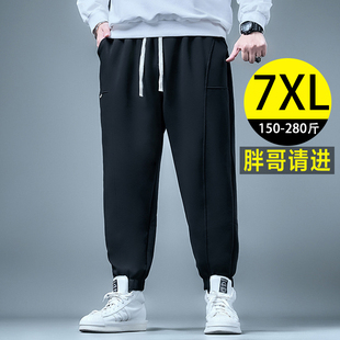 大码男裤秋冬新款宽松潮流运动束脚裤加肥加大号男士加绒休闲卫裤