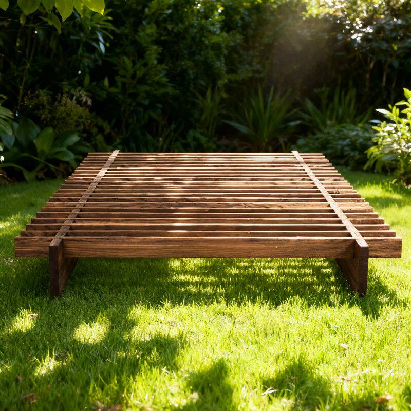 中古风实木床无床头榻榻米小户型双人床主卧悬浮床排骨架床单人床