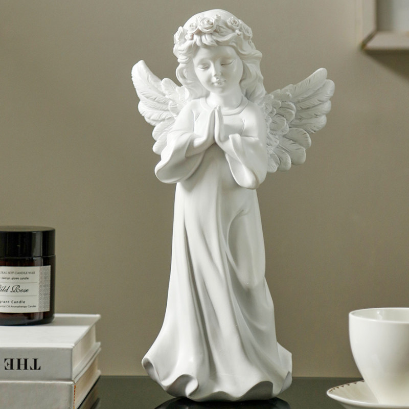 北欧风天使雕塑欧式复古客厅玄关桌面摆设创意酒柜装饰品摆件轻奢