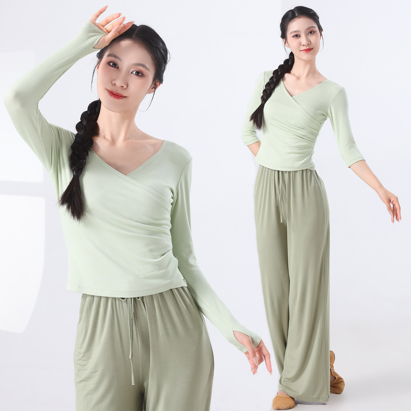 舞蹈练功服女现代舞服阔腿裤套装中国舞跳舞服艺考形体上衣古典舞图片