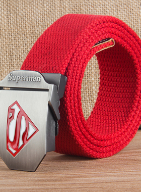 超人男士帆布腰带休闲青年学生皮带 SUPERMAN加厚时尚裤带韩版潮