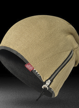 屲牌【wa】0034 双层针织金属拉链滑雪运动跑步毛线帽子55-61cm
