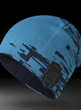 牌【wa】0041双层针织金属拉环迷彩针织帽滑雪毛线帽子55-65cm