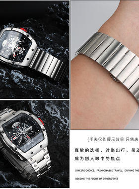 精钢手表带 代用GEYA格雅长城G78075G钢带中国航天联名款表带26mm