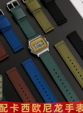 适配卡西欧AE-1200 1100 A158/A159/F91学生电子表男女尼龙表带18