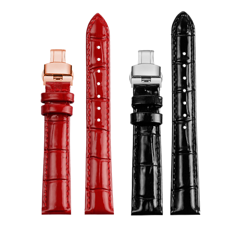 适配积家约会翻转手表带月相大师表带绢丝表链蝴蝶扣深蓝真皮女