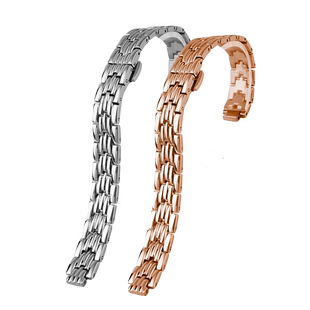 适用Sheen卡西欧2749凸口手表带SHE-4029女钢表链凸口8mm玫瑰金色