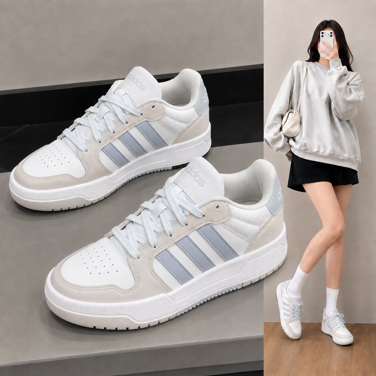 Adidas/阿迪达斯男子女子ENTRAP板鞋 26秋季少年感耐磨防滑运动鞋