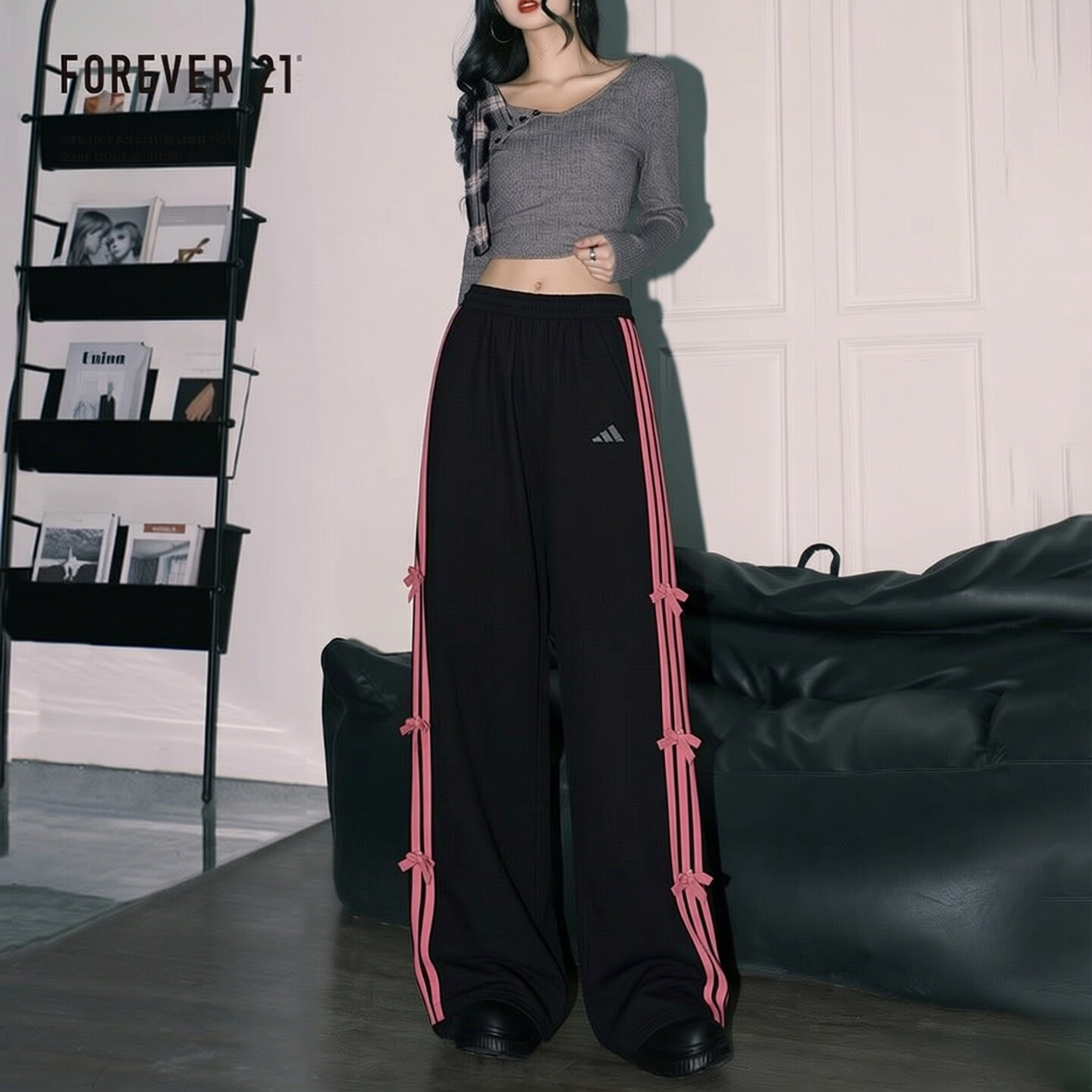 Adidas阿迪达斯女子凉感跳舞香蕉裤 26秋季三条纹运动街舞阔腿裤