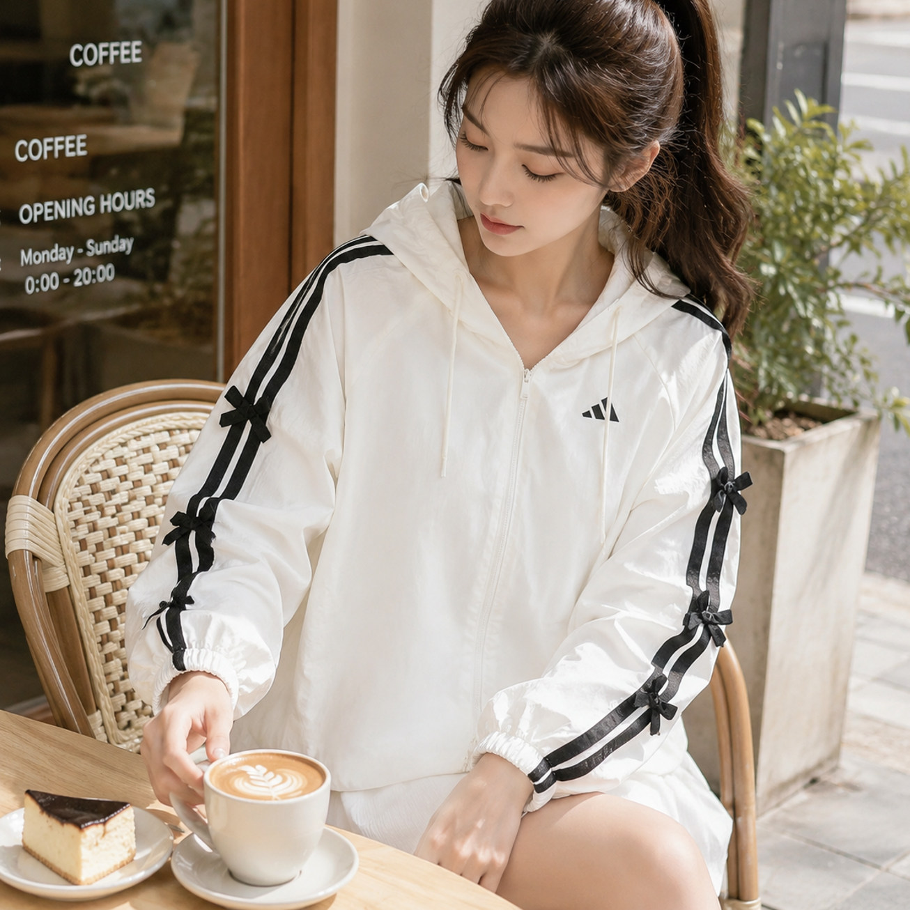 Adidas/阿迪达斯女子三条纹连帽外套 26秋季新款舞动休闲梭织夹克