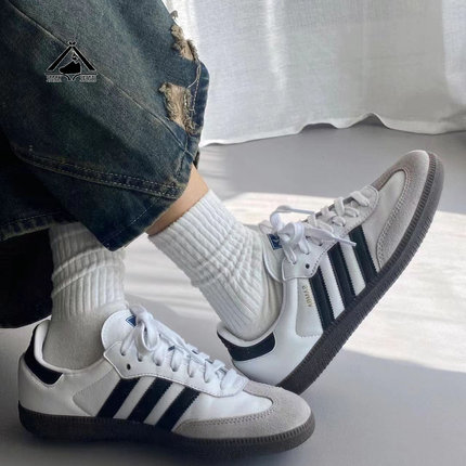 现货AdidasSambaOG经典复古 德训鞋 流行百搭板鞋白色/灰色B75806