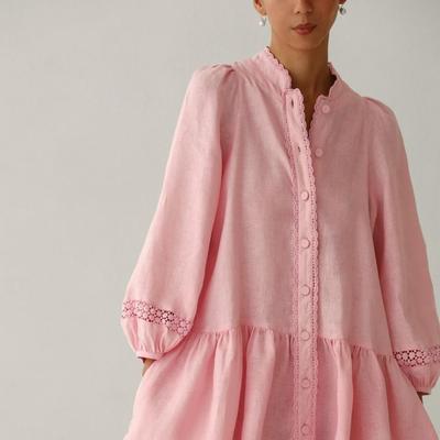 亚麻开襟花边设计A型裙