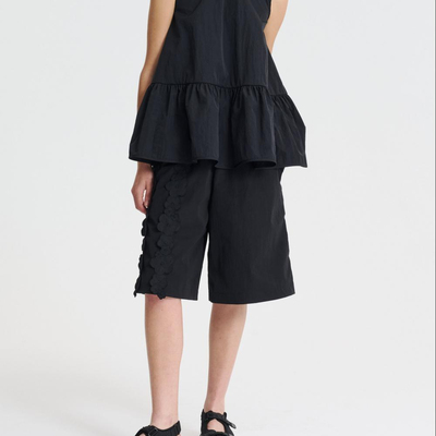 NOHASHTAG 时尚休闲套装2025新款女士黑色无袖上衣五分裤两件套