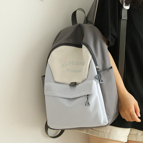 刺绣字母休闲学院双肩包书包女