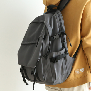 NR大容量双肩包男女纯色百搭书包男大学生高中生休闲旅游双肩背包