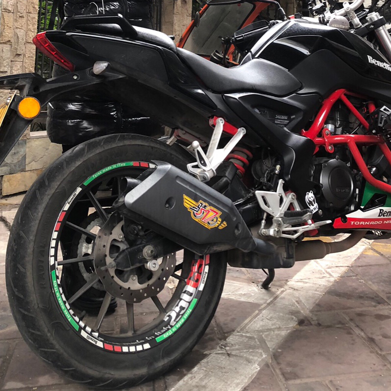 适用于黄龙600tnt贝纳利302s摩托车改装轮毂反光字母贴圈防水17寸