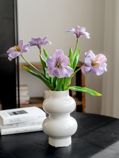 饰品花卉花卉艺术 饰花卉装 人造花全开郁金香丝花假花客厅装 饰品装