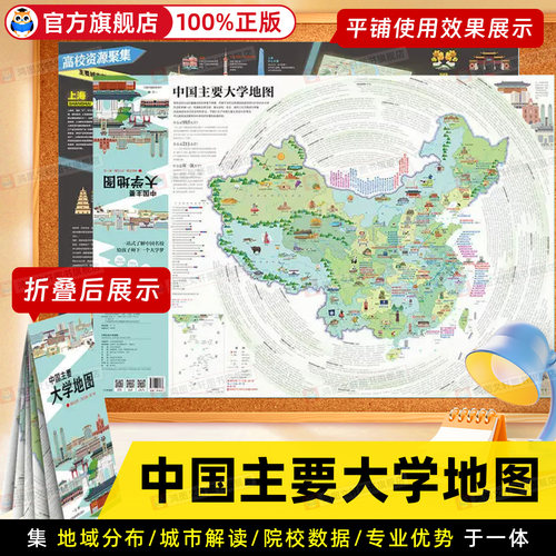 【北斗直发】2026年中国主要大学地图共2张 全国本科高校985 211大学分布 各省大学地图名校高清海报挂图高三教室励志目标墙贴