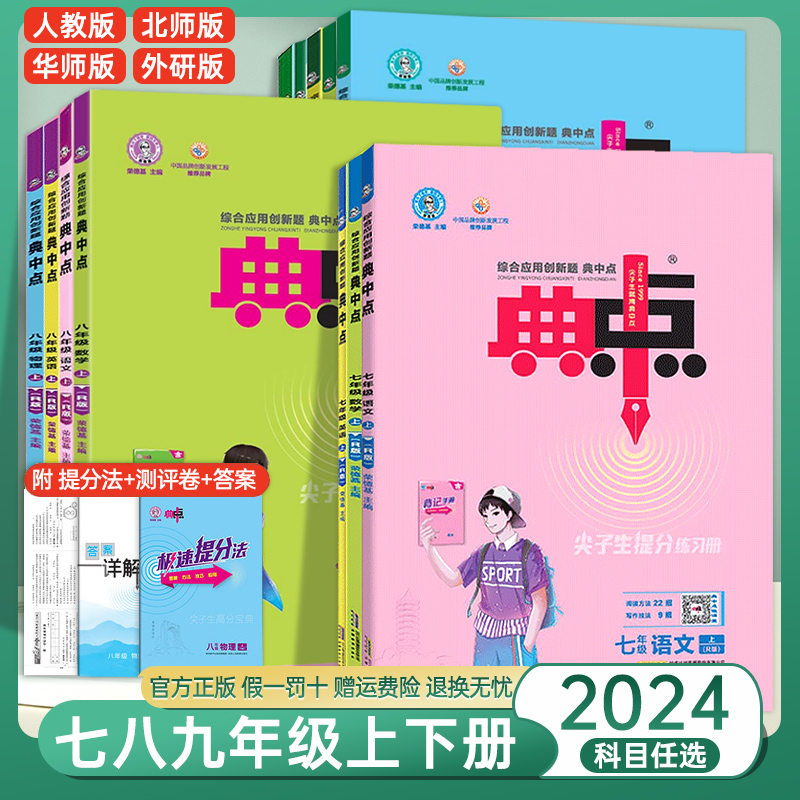 2024版典中点九八年级下册七年级语文数学英语物理化学上册下册人教版同步提分练习册初中初一二三课课练必刷题荣德基教辅资料训练-封面