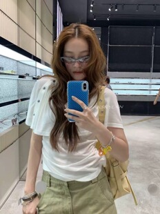 AKskylan韩系披肩叠穿两件套荷叶边短袖T恤女设计感休闲显瘦上衣