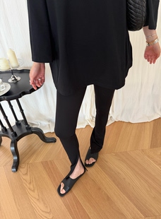 潮 腿开衩休闲弹力小脚紧身裤 widelia高腰百搭拖地打底裤 女显瘦裤