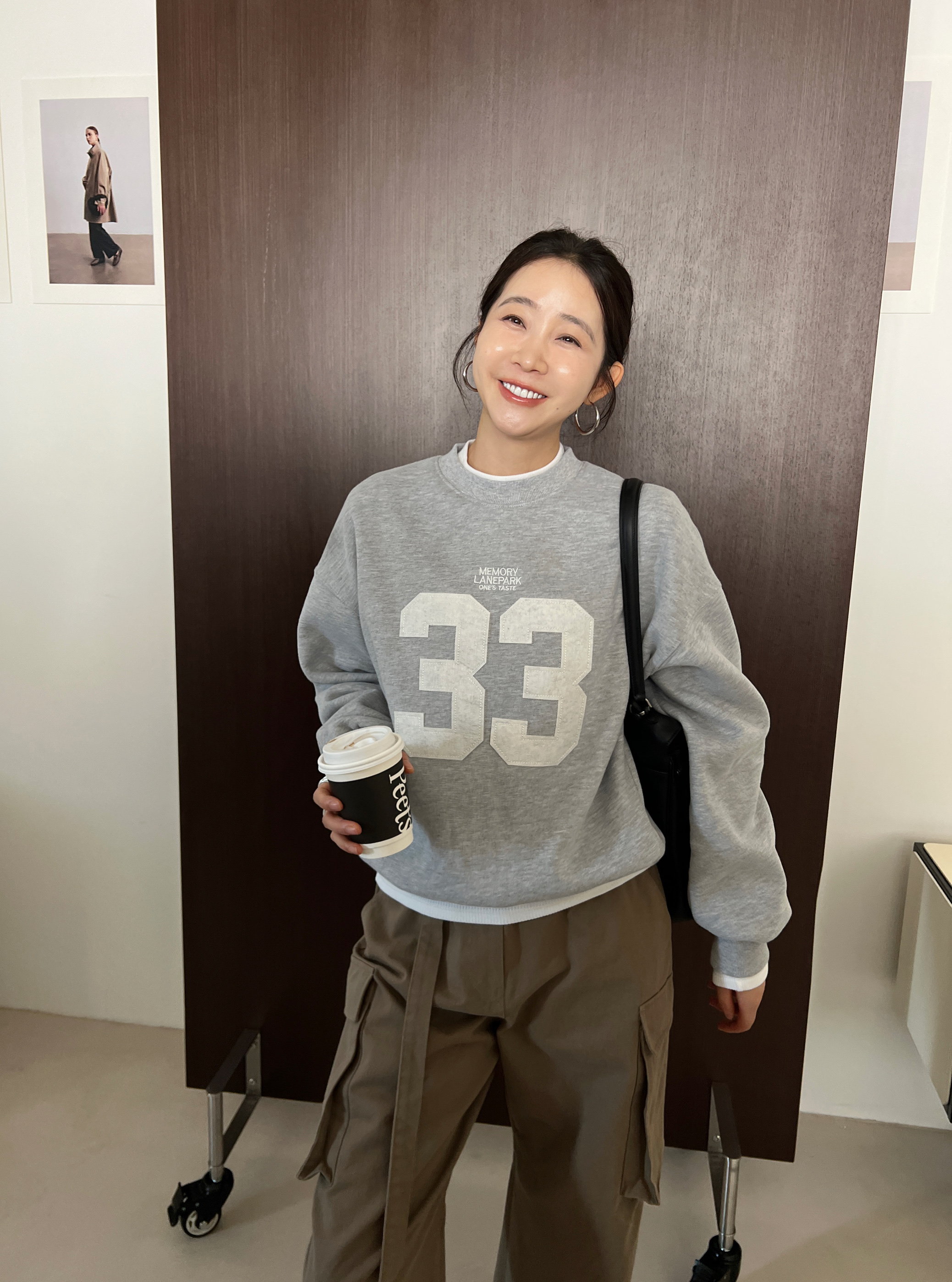 WIDELIA圆领数字百搭显瘦加绒卫衣女2025冬简约休闲减龄长袖上衣