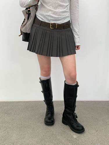 waitmore学院风显瘦百褶半身裙女秋季韩系休闲设计感百搭A字短裙