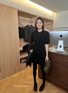 widelia2025秋冬圆领时尚 针织显瘦连衣裙女 百搭气质简约羊毛短袖