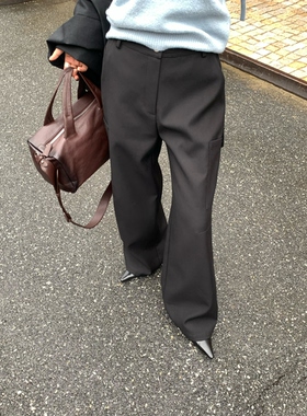 waitmore美式复古休闲百搭显瘦工装裤女2025年秋季直筒宽松阔腿裤