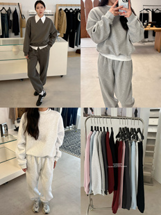 widelia2024秋冬高级感加绒圆领宽松运动卫衣+休闲卫裤懒人套装女