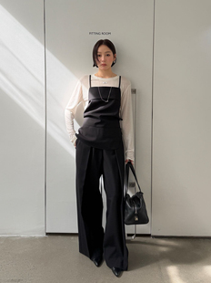 套装 waitmore设计感叠穿吊带背心两件套女春季 韩系百搭显瘦休闲裤